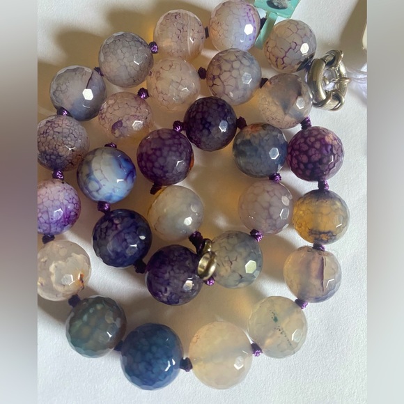 Amethyst Quartz Knotted Bead Necklace NWT - Picture 2 of 8